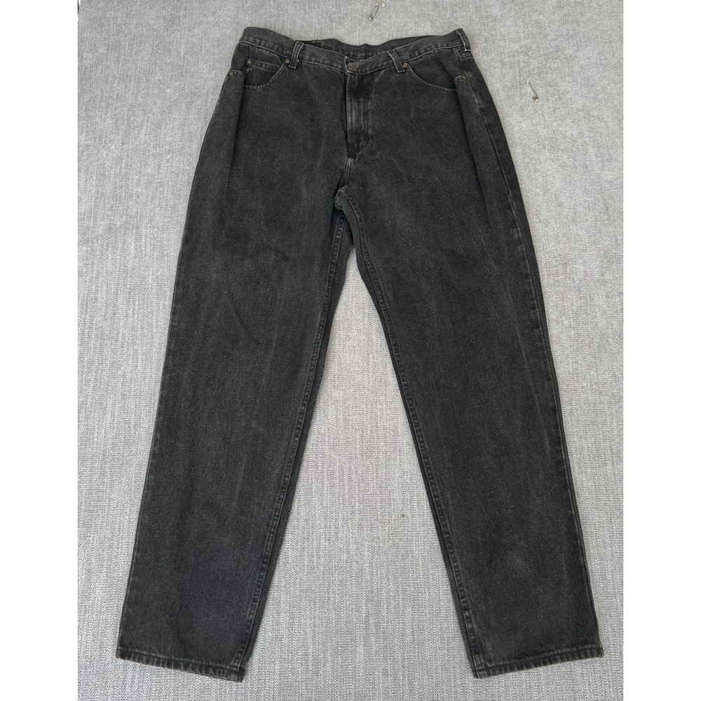 Vintage Arcadia Jeans Mens 38x34 Black Denim Relaxed-Fit Straight Leg Streetwear